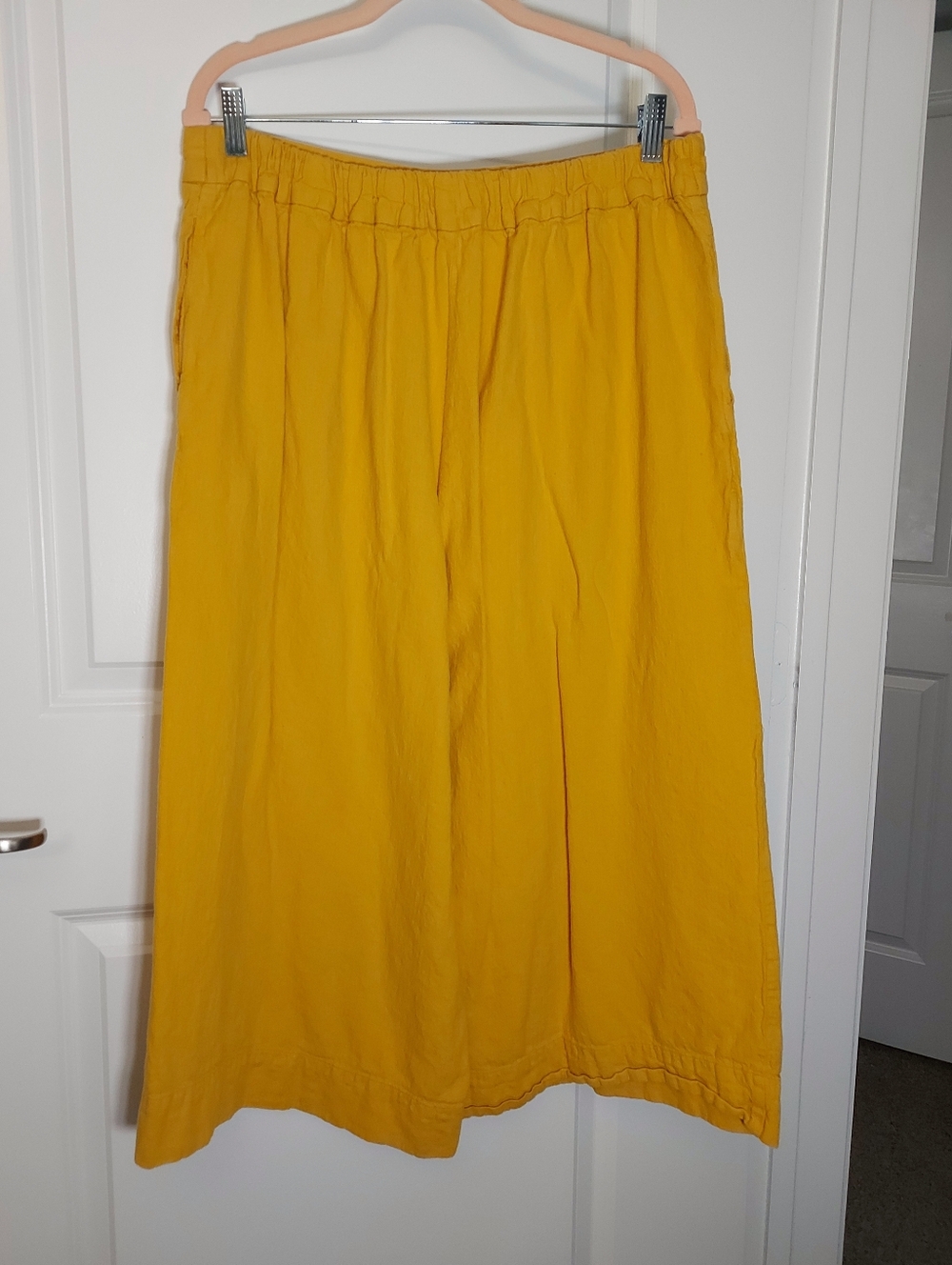 Madewell Mustard Yellow Cropped Wide-Leg Pants (Culottes)